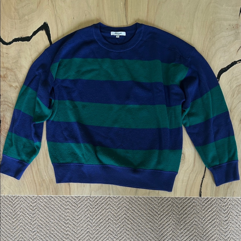 Madewell Blue and Green Striped Sweater